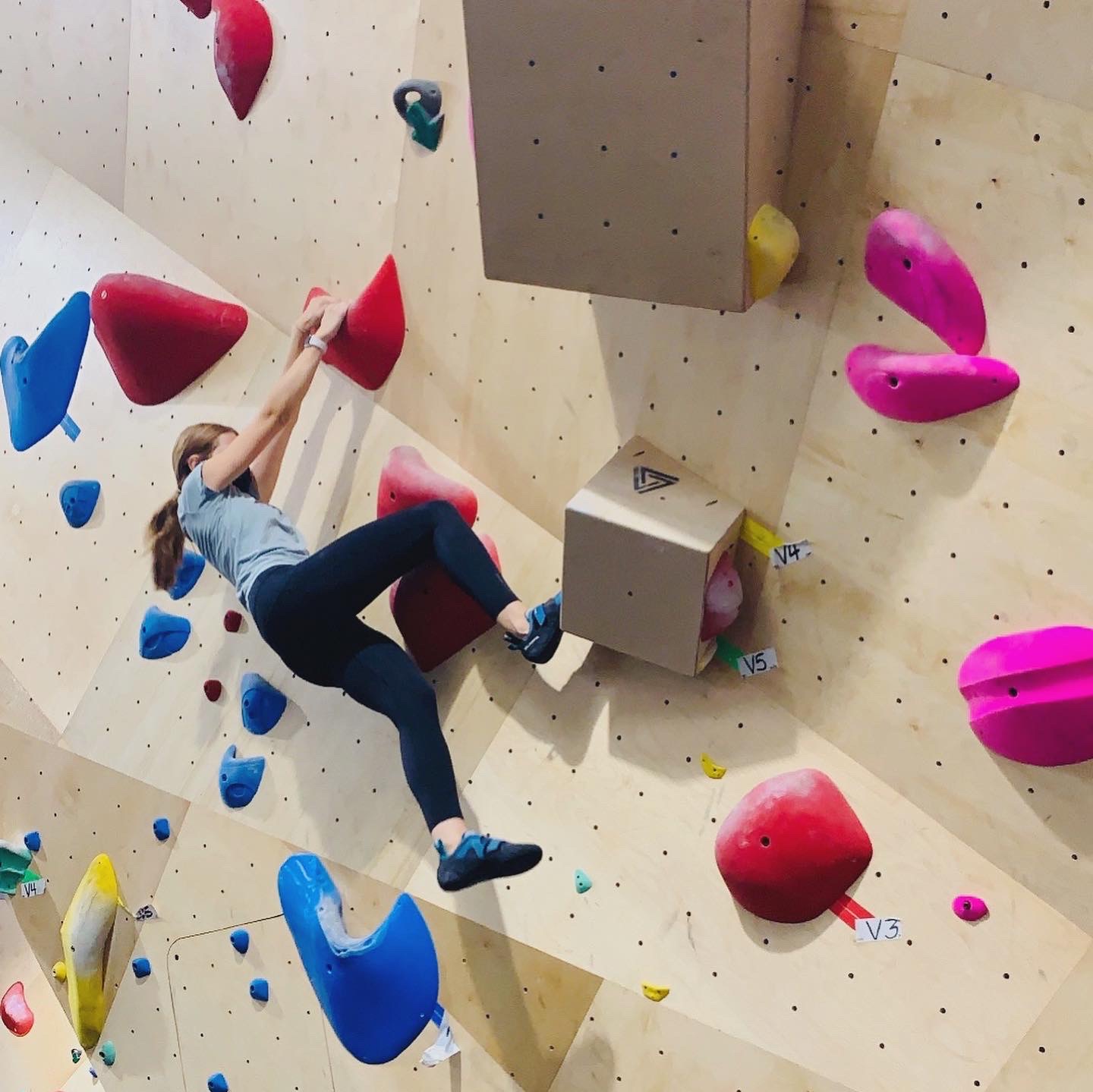 woman bouldering